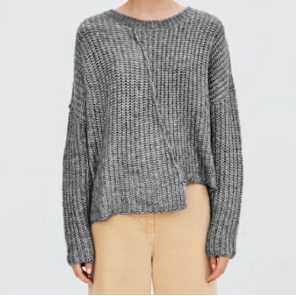 Zara Charcoal asymmetrical Knit Pullover sweater.